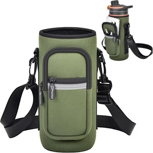 Water Bottle Holder, Carrier Bag Sling Pouch Sleeve with Phone Pocket, Adjustabl - Picture 1 of 4