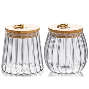 Small Glass Coffee Nuts Canister Airtight Storage Jar Petal Decorative Contai... - Imagen 1 de 6