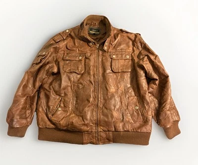 Chaqueta Para Hombre Legacy Original Cuero Usar Marrón Estampado Talla 4XL Foto 1 de 4