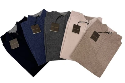 RRP€90 GIANLUCA CONDOTTI Wool Cashmere Quarter Zip Jumper Italian BRAND NEW