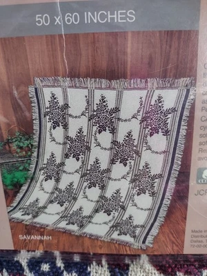 "De colección JC Pennny Tejido Floral Flecos Algodón Manta Savannah 50x60"" Hecho en EE. UU." Foto 1 de 3