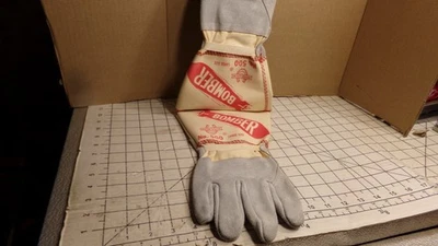 Luvas de trabalho vintage bombardeiro boa sorte ferradura feita em união EUA vestuário de trabalho camurça - Imagem 1 de 4