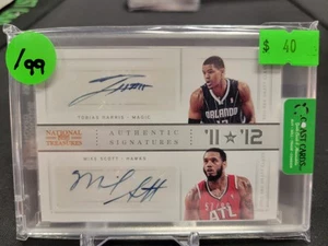 2011-12 Panini National Treasures Mike Scott Tobias Harris Authentic Signatures - Picture 1 of 2