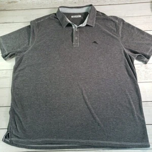 Tommy Bahama Polo Shirt Mens XXXL Gray Ribbed Striped Short Sleeve Golf - Picture 1 of 9