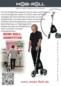 MOBI-ROLL - Orthopädische lenkbare Roll-Gehstütze mit Bremse / Senioren Gehhilfe - Bild 1 von 5