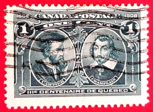 Canada Stamp # 97 "Quebec Tercentenary Issue Cartier & Champlain" Used - Picture 1 of 1
