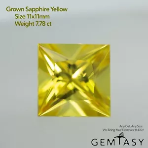 Cut stone - Sapphire Yellow Czochralski (Pulled) lab grown, facet 11x11mm 7.78ct - Picture 1 of 4