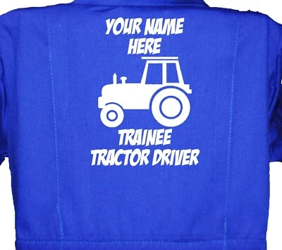 ACCE PRODUCTS Personalised Trainee Tractor Driver Baby Toddler Children's Kids Overalls Farmer