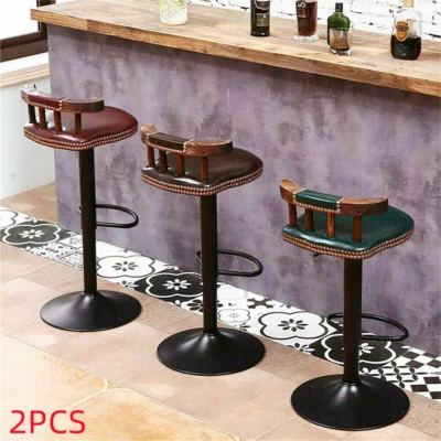 Hocker Höhenverstellbar Antik 2er Set Barhocker Küchenhocker Tresenhocker Retro - Bild 1 von 4
