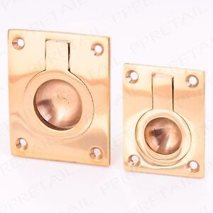 Solid Brass FLUSH FIT RING PULL HANDLE Small/Large Recessed/Inset/Door/Furniture