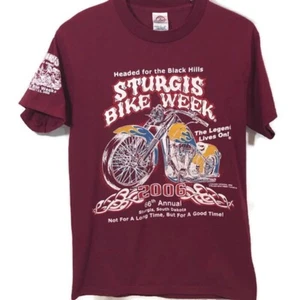 Sturgis Motorcycle Bike Week 2006 South Dakota Mens Shirt Burgundy Tee S - Picture 1 of 8