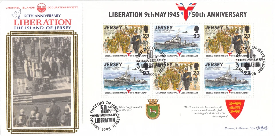 Liberation WWII Red Cross booklet pane Jersey Benham FDC 1995 CLEARANCE (144227) - Image 1 of 2