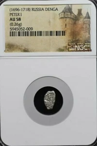 Peter The Great, 1696-1718 AD. Silver Denga, NGC AU58. Russia - Picture 1 of 2