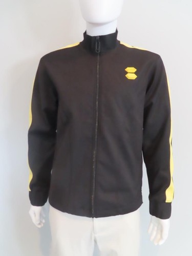 OFF WHITE Giacca da pista nera bianca c o Virgil Abloh con logo giallo a righe taglia M