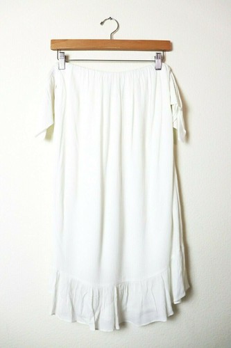 OFF WHITE Mini abito sfoderato trasparente MISA LA spalle scoperte manica svasata bianco sporco S $207 B1