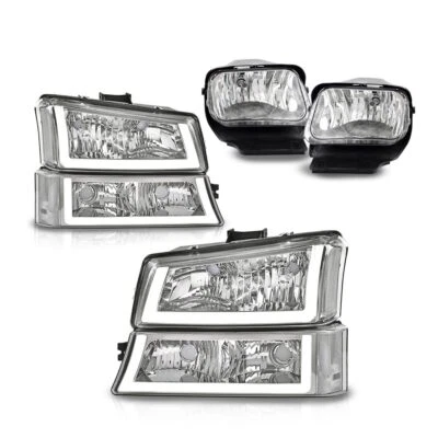 Fit For 03-06 Chevy Silverado Avalanche Clear LED DRL Headlights+Fog Lights Foto 1 de 4