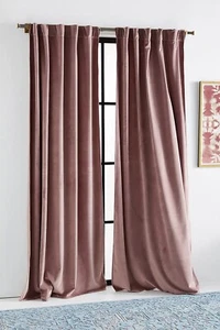 NEW Anthropologie Velvet Louise Curtain 50”x63” Mauve Z254-60 - Picture 1 of 2