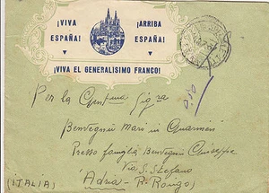 VIVA ESPANA-VIVA EL GENERALISIMO FRANCO-Busta x Adria 1937 - Bild 1 von 1
