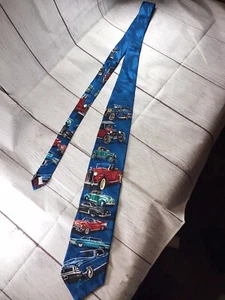 Vintage RM Style History Of Chevy 100% Silk Tie - Picture 1 of 15
