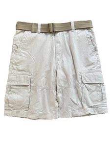 American Rag Cie Slim Fit Cargo Shorts 36 Belted Beige Embroidered Pockets - Picture 1 of 8