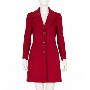 Fleurette Red Loro Piana Wool Blend Coat Made in Italy Size 14P - Picture 1 of 12