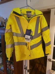 Portwest LW70 M Damen atmungsaktive Sicherheits Arbeits Regenjacke in reflektierend HiVis  - Bild 1 von 9