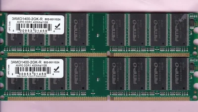 2GB 2x1GB PC-3200 WINTEC AMPO 3AMD1400-2GK-R DDR-400 AMP RAM MEMORY KIT DDR1 - Image 1 of 3