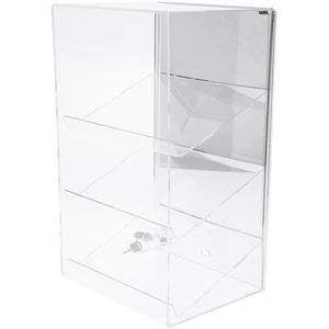 Plymor Acrylic Locking Case Sliding Back, 3 Shelf Mirrored 20.75" x 12.25" x 10" - Picture 1 of 1