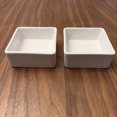 "2 tazones cuadrados de porcelana blanca de 3-1/2"" de porcelana blanca condimento CB2 para caja y barril" Foto 1 de 3