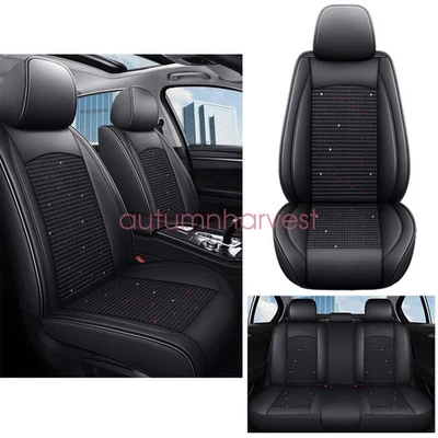 Funda protectora completa de 5 asientos para coche Mercedes-Benz seda hielo y cuero cojín negro Foto 1 de 4