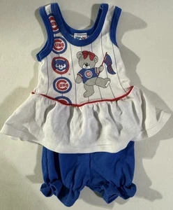 Pantalones cortos de vestir sin mangas vintage de los Chicago Cubs 9 meses MLB Babyfair Clothes - Imagen 1 de 12