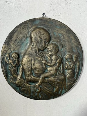 ➰ Medaglione bassorilievo ceramica Faenza Madonna Ceramics Keramic Céramiques - Immagine 1 di 4
