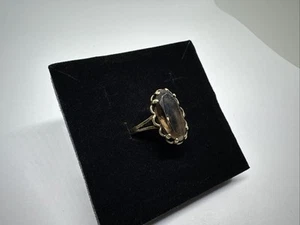 Vintage 10K Solid Yellow Gold & Smokey Quartz Estate Ring Size 7.25, TCJ, 3.49g - Picture 1 of 14
