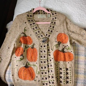 VTG Design Options Sweater. Philip Jane Gordon Womens M Cardigan Fall Pumpkin - Picture 1 of 9