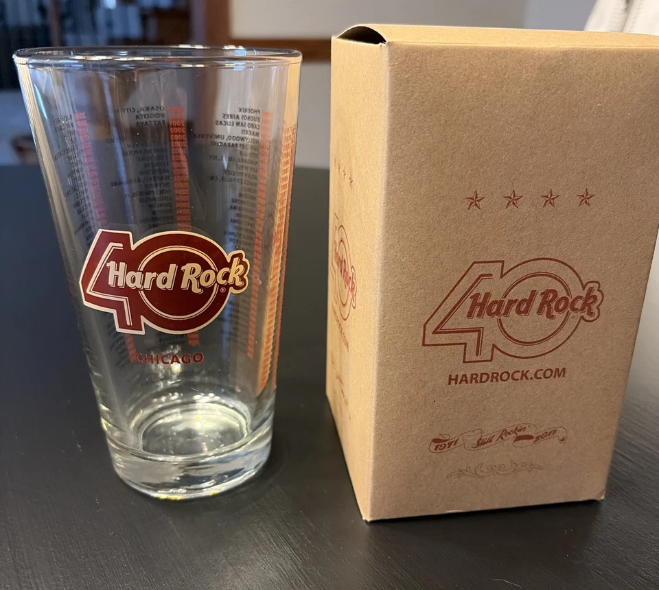 Vaso de cerveza Hard Rock Café 40 aniversario con caja - Chicago Foto 1 de 4