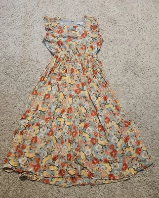 Hayden Short Sleeve Multicolor Floral Pleated Maxi Dress, Size S - Image 1 of 4