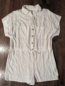 Blue Rain Womens White 100% Rayon Shorts Romper w/ Waist Tie Size XXS Brand New! - Picture 1 of 18