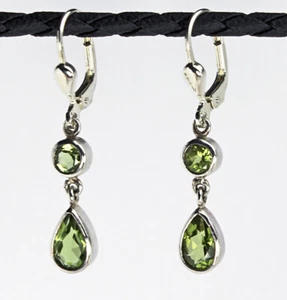 Ohrringe / Ohrhänger aus Silber 925 mit echtem Peridot / Sterlingsilber - Bild 1 von 3
