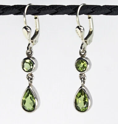 Ohrringe / Ohrhänger aus Silber 925 mit echtem Peridot / Sterlingsilber - Bild 1 von 3