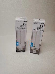 2 PACK Feit Electric PLD13/41 Coolwhite 13W Fluorescent 2pin Quad Bulb 4100K - Picture 1 of 6