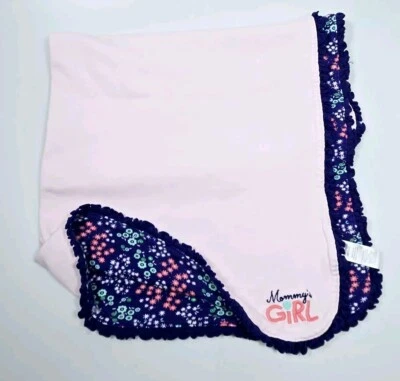 Carters Just One You Mommys Girl Reversible Blue Floral Pink  Ruffled Blanket - Image 1 of 4