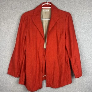 Coldwater Creek Womens Jacket Size P10 Orange Linen Open Front Long Sleeve - Picture 1 of 7