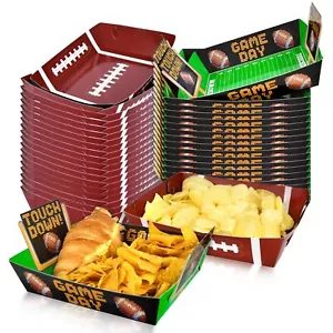 Football Party Supplies Kit For 36 Large Football Food Plates Disposable Bowlsn - Picture 1 of 7