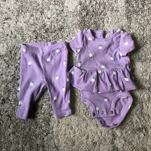 Carter's Juego de 2 Piezas a Juego Bebé Niña Púrpura Floral Newbron 0m Mezcla de Algodón - Imagen 1 de 5