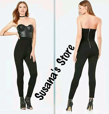 NUEVO CON ETIQUETAS MONO BUSTIER BEBE TALLA XXS CUERO SINTÉTICO NEGRO Foto 1 de 4