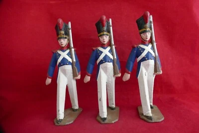 CBG MIGNOT Plomb creux Grande taille 13,5 cm - 3 soldats au défilé 1er Empire - Photo 1/4