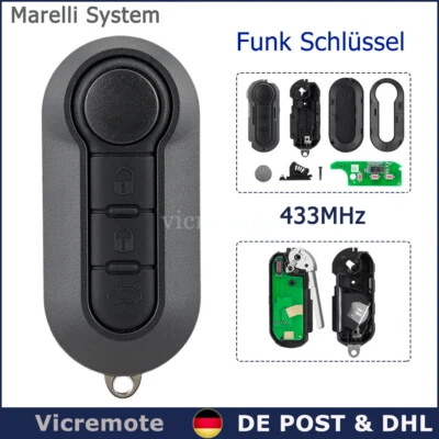 3 Tasten 433MHz Funk Schlüssel für Fiat 500 Ducato Peugeot Boxer Citroen Jumper