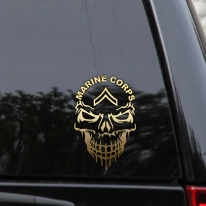 E2 SKULL Private First Class Marines Rank Vinyl Decal Sticker - Picture 1 of 2
