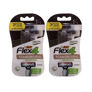 (Lot of 2) BIC FLEX 4 TITATIUM SENSITIVE RAZOR - PIVOT - 3 Razors Each Pack - Picture 1 of 2