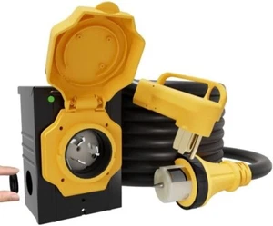 Cable generador Landnor 50 amperios 15 ft 4 clavijas con caja de entrada de alimentación pretaladrada SS2-50P - Imagen 1 de 14